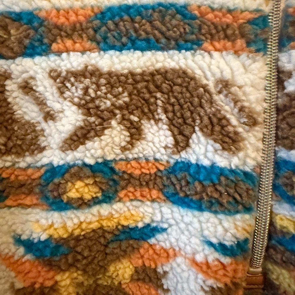 Simply Southern Quarter Zip Pullover Cream/Bear Tribal Sherpa Women’s XL Fleece - Picture 3 of 5